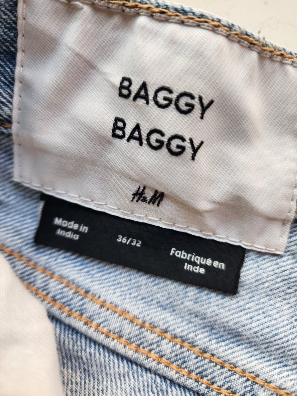 HM Fairfax Baggy Jeans 36x32 Men's Streetwear Grunge Y2K Rigid Denim Light Wash - Picture 4 of 10